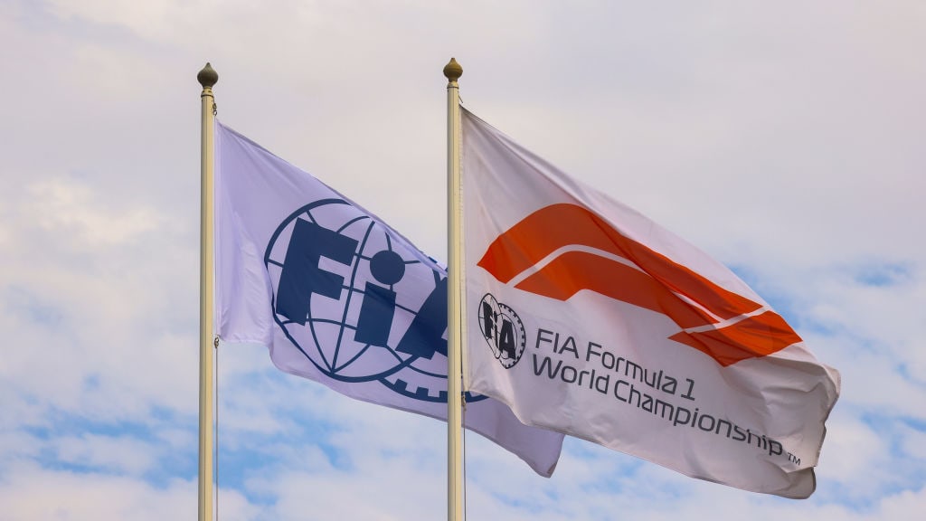 FIA flags are seen during Formula 1 Abu Dhabi Grand Prix 2022 at Yas Marina Circuit on November 20,