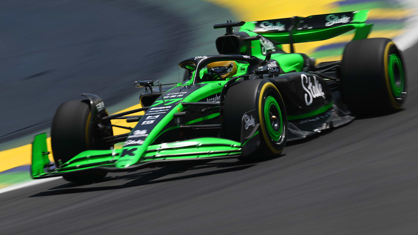 SAO PAULO, BRAZIL - NOVEMBER 01: Valtteri Bottas of Finland driving the (77) Kick Sauber C44