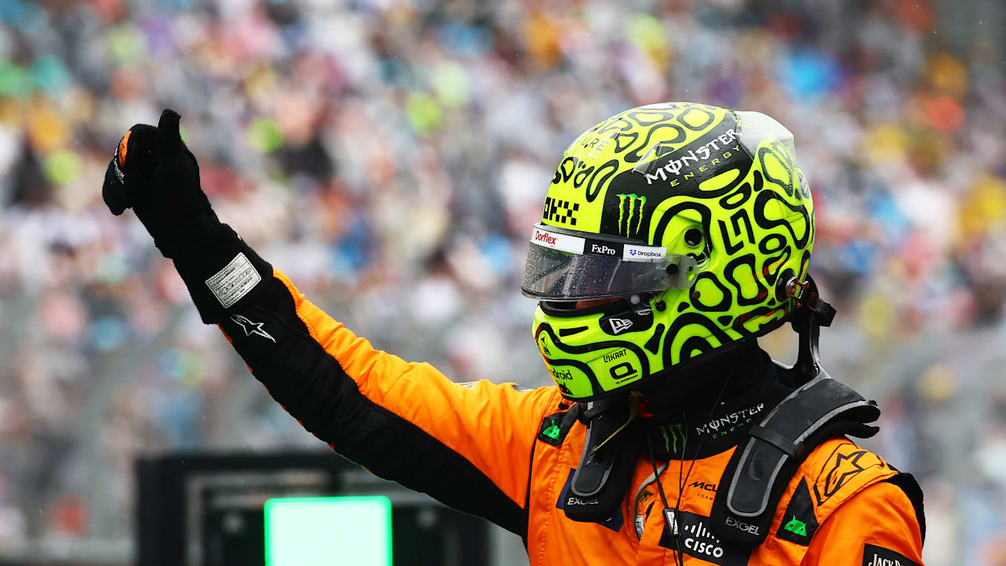 SAO PAULO, BRAZIL - NOVEMBER 03: Pole position qualifier Lando Norris of Great Britain and McLaren