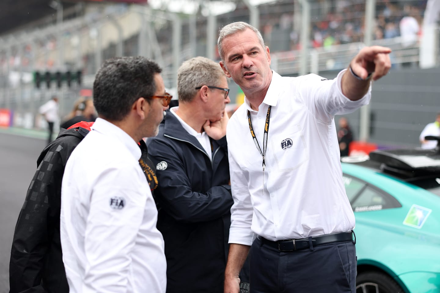 SAO PAULO, BRAZIL - NOVEMBER 03: Niels Wittich, FIA Race Director talks on the grid prior to the F1