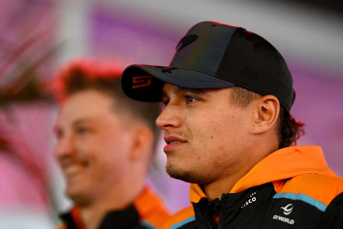 LAS VEGAS, NEVADA - NOVEMBER 20: Lando Norris of Great Britain and McLaren looks on in the Paddock