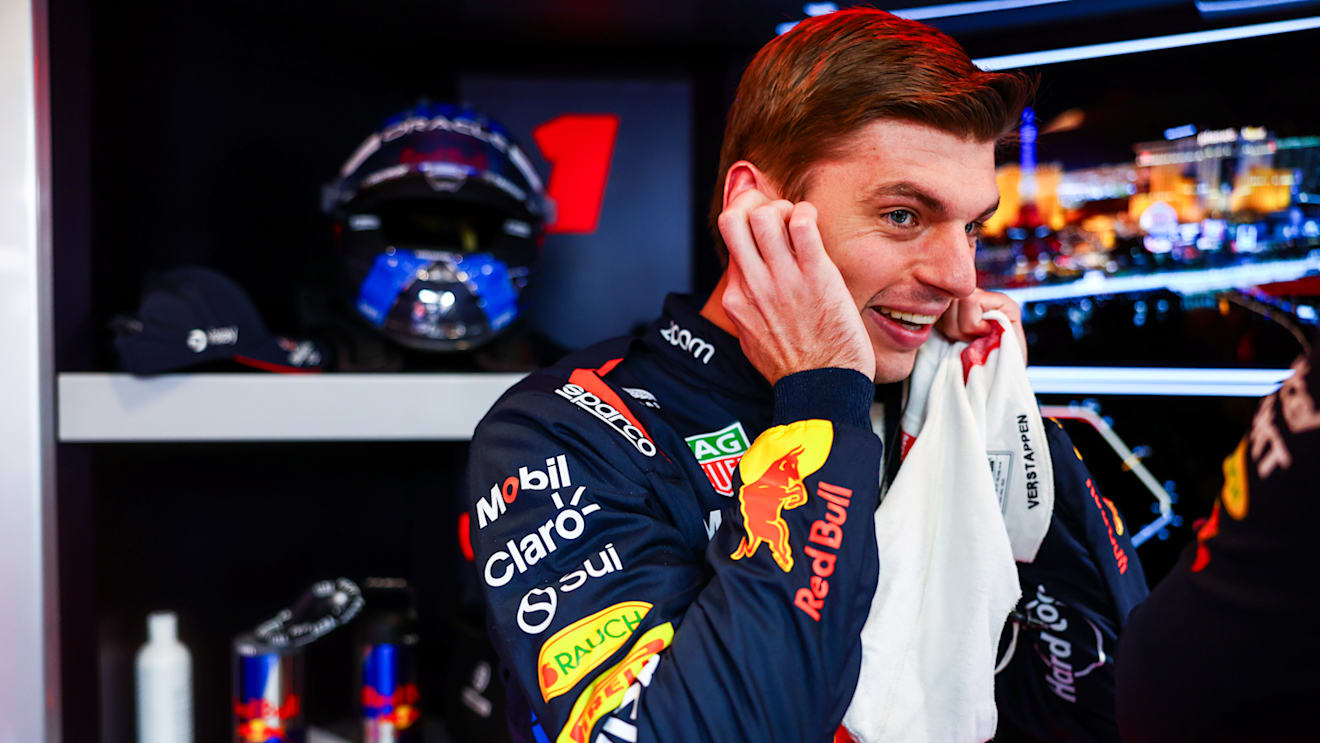 LAS VEGAS, NEVADA - NOVEMBER 21: Max Verstappen of the Netherlands and Oracle Red Bull Racing prepares to drive in the garage during practice ahead of the F1 Grand Prix of Las Vegas at Las Vegas Strip Circuit on November 21, 2024 in Las Vegas, Nevada. (Photo by Mark Thompson/Getty Images)