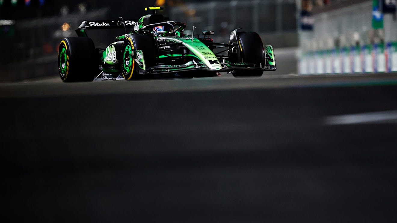 LAS VEGAS, NEVADA - NOVEMBER 21: Zhou Guanyu of China driving the (24) Kick Sauber C44 Ferrari on track during practice ahead of the F1 Grand Prix of Las Vegas at Las Vegas Strip Circuit on November 21, 2024 in Las Vegas, Nevada. (Photo by Chris Graythen/Getty Images)