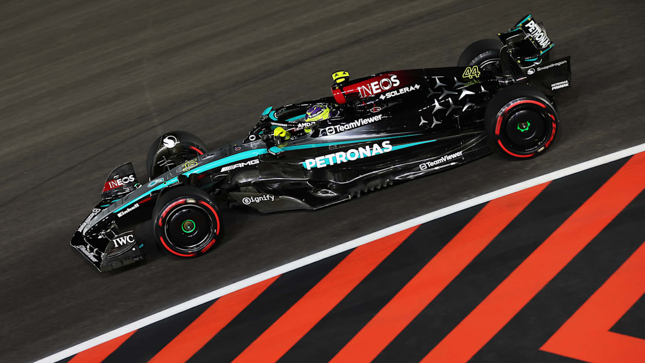 LAS VEGAS, NEVADA - NOVEMBER 22: Lewis Hamilton of Great Britain driving the (44) Mercedes AMG Petronas F1 Team W15 on track during final practice ahead of the F1 Grand Prix of Las Vegas at Las Vegas Strip Circuit on November 22, 2024 in Las Vegas, Nevada. (Photo by Meg Oliphant - Formula 1/Formula 1 via Getty Images)