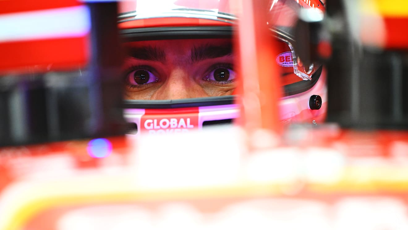 LAS VEGAS, NEVADA - NOVEMBER 22: Carlos Sainz of Spain and Ferrari prepares to drive in the garage during final practice ahead of the F1 Grand Prix of Las Vegas at Las Vegas Strip Circuit on November 22, 2024 in Las Vegas, Nevada. (Photo by Mark Sutton - Formula 1/Formula 1 via Getty Images)