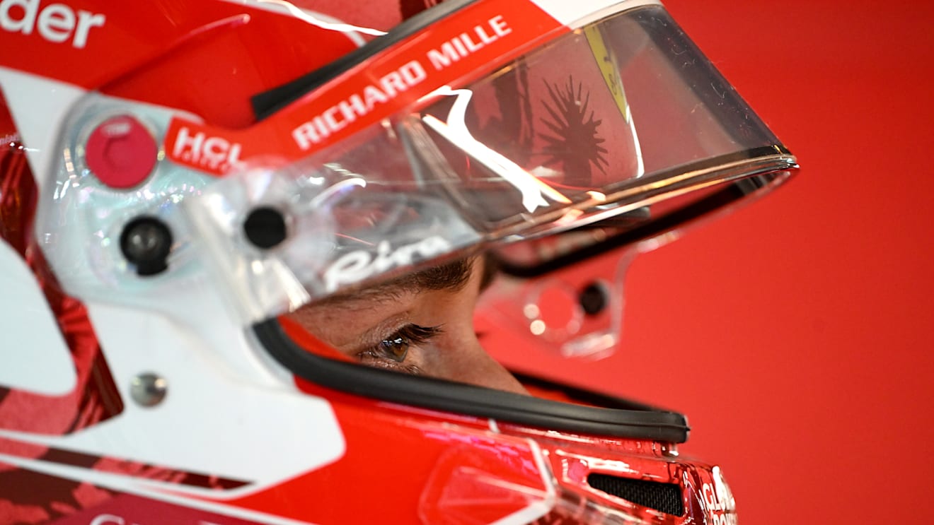 LAS VEGAS, NEVADA - NOVEMBER 22: Charles Leclerc of Monaco and Ferrari prepares to drive in the garage during qualifying ahead of the F1 Grand Prix of Las Vegas at Las Vegas Strip Circuit on November 22, 2024 in Las Vegas, Nevada. (Photo by Mark Sutton - Formula 1/Formula 1 via Getty Images)