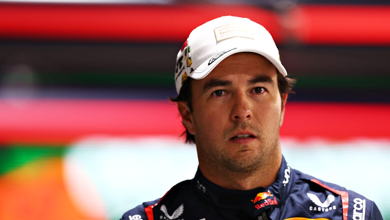 LAS VEGAS, NEVADA - NOVEMBER 22: 16th placed qualifier Sergio Perez of Mexico and Oracle Red Bull Racing walks in the Pitlane during qualifying ahead of the F1 Grand Prix of Las Vegas at Las Vegas Strip Circuit on November 22, 2024 in Las Vegas, Nevada. (Photo by Clive Rose - Formula 1/Formula 1 via Getty Images)