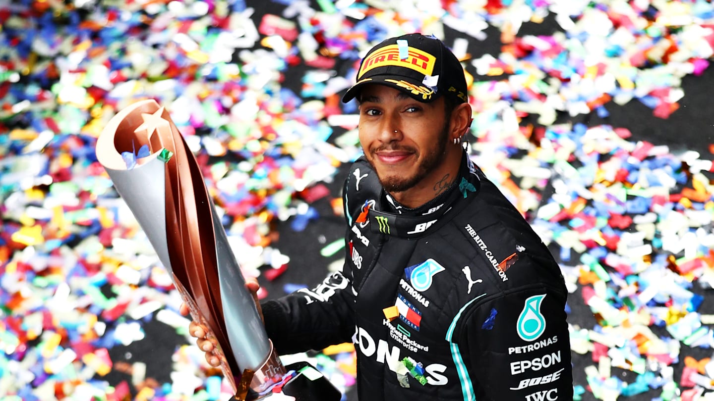 ISTANBUL, TURKEY - NOVEMBER 15: Race winner Lewis Hamilton of Great Britain and Mercedes GP