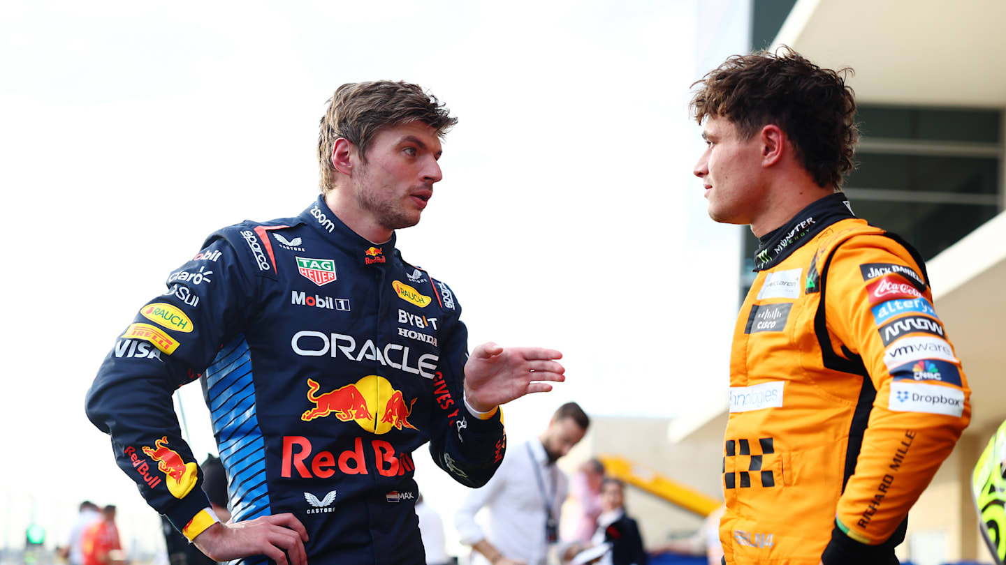 AUSTIN, TEXAS - OCTOBER 19: Pole position qualifier Lando Norris of Great Britain and McLaren talks