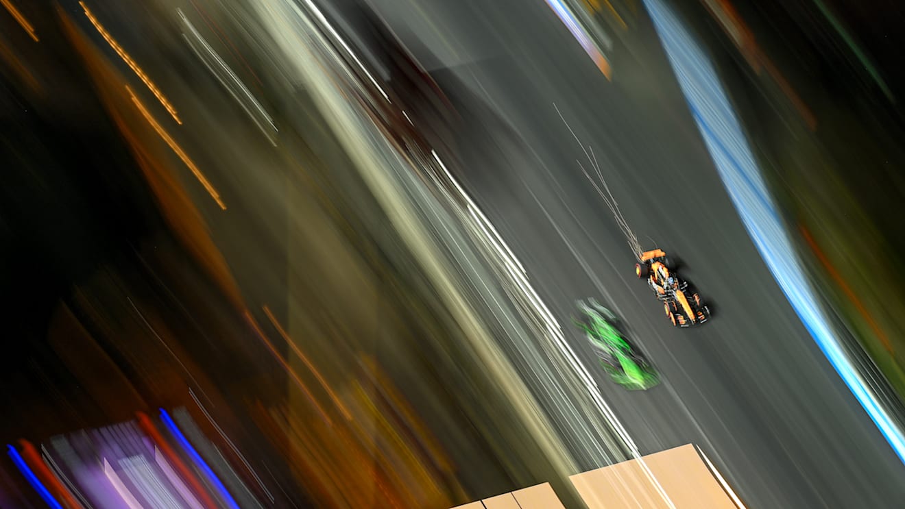 LAS VEGAS, NEVADA - NOVEMBER 23: Oscar Piastri of Australia driving the (81) McLaren MCL38 Mercedes on the way to the grid prior to the F1 Grand Prix of Las Vegas at Las Vegas Strip Circuit on November 23, 2024 in Las Vegas, Nevada. (Photo by Clive Mason/Getty Images)