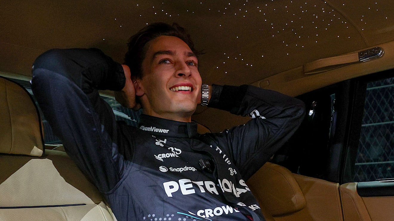 LAS VEGAS, NEVADA - NOVEMBER 23: Race winner George Russell of Great Britain and Mercedes celebrates in parc ferme during the F1 Grand Prix of Las Vegas at Las Vegas Strip Circuit on November 23, 2024 in Las Vegas, Nevada. (Photo by Clive Rose - Formula 1/Formula 1 via Getty Images)