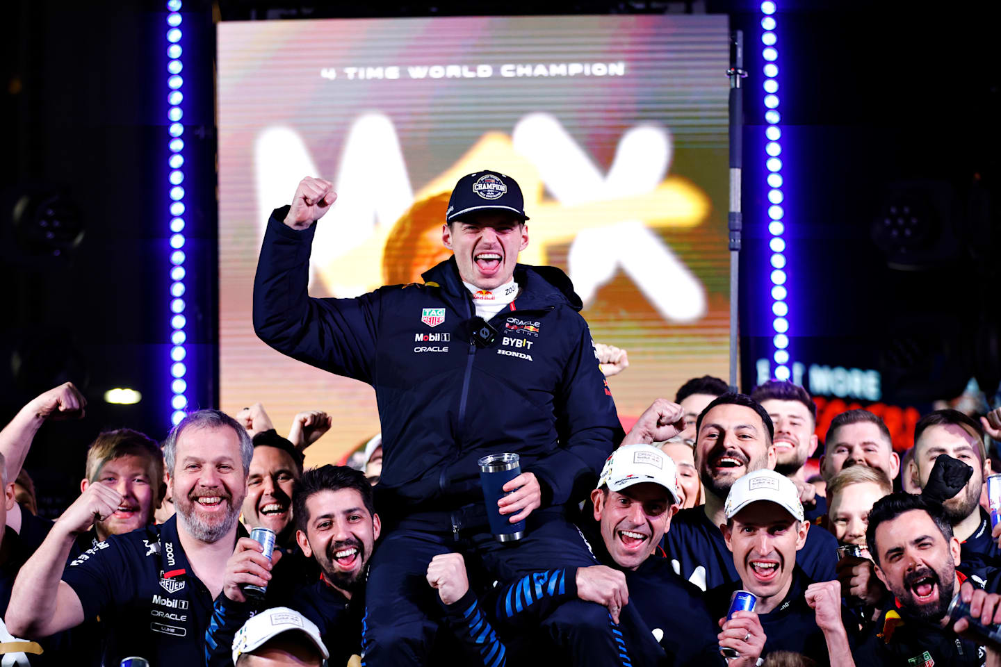 LAS VEGAS, NEVADA - NOVEMBER 23: 2024 F1 World Drivers Champion Max Verstappen of the Netherlands