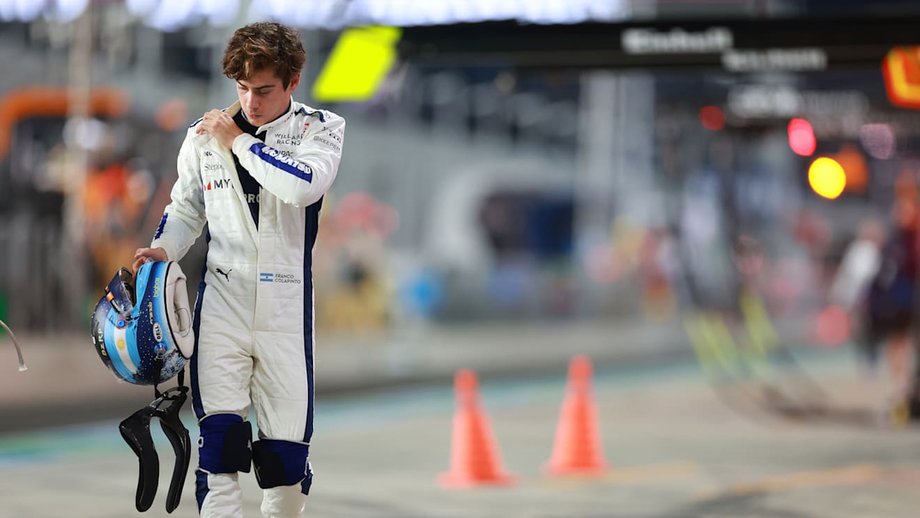 LUSAIL CITY, QATAR - NOVEMBER 30: 19th placed qualifier Franco Colapinto of Argentina and Williams walks in the Pitlane during qualifying ahead of the F1 Grand Prix of Qatar at Lusail International Circuit on November 30, 2024 in Lusail City, Qatar. (Photo by Bryn Lennon - Formula 1/Formula 1 via Getty Images)