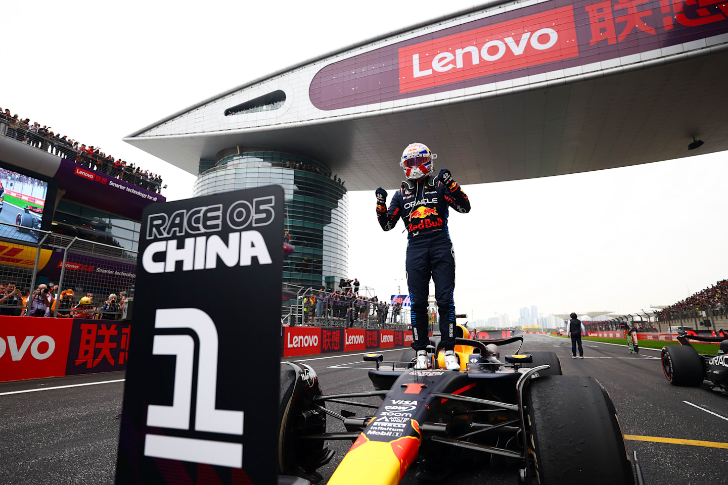 SHANGHAI, CHINA - APRIL 21: Race winner Max Verstappen of the Netherlands and Oracle Red Bull