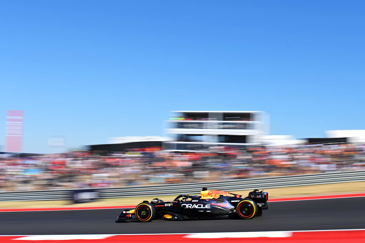 AUSTIN, TEXAS - OCTOBER 20: Max Verstappen of the Netherlands driving the (1) Oracle Red Bull