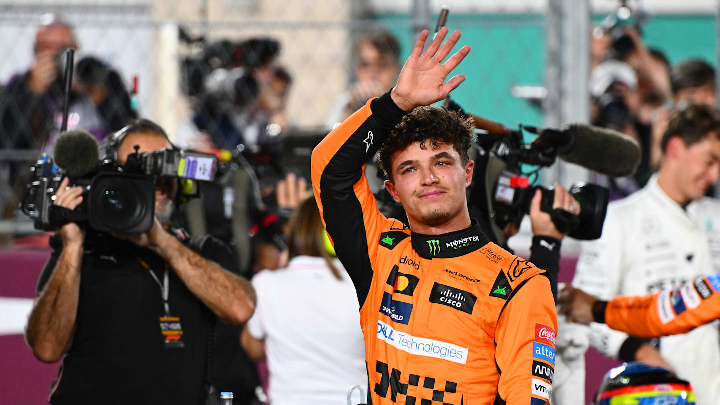 LUSAIL CITY, QATAR - NOVEMBER 30: Second placed Lando Norris of Great Britain and McLaren