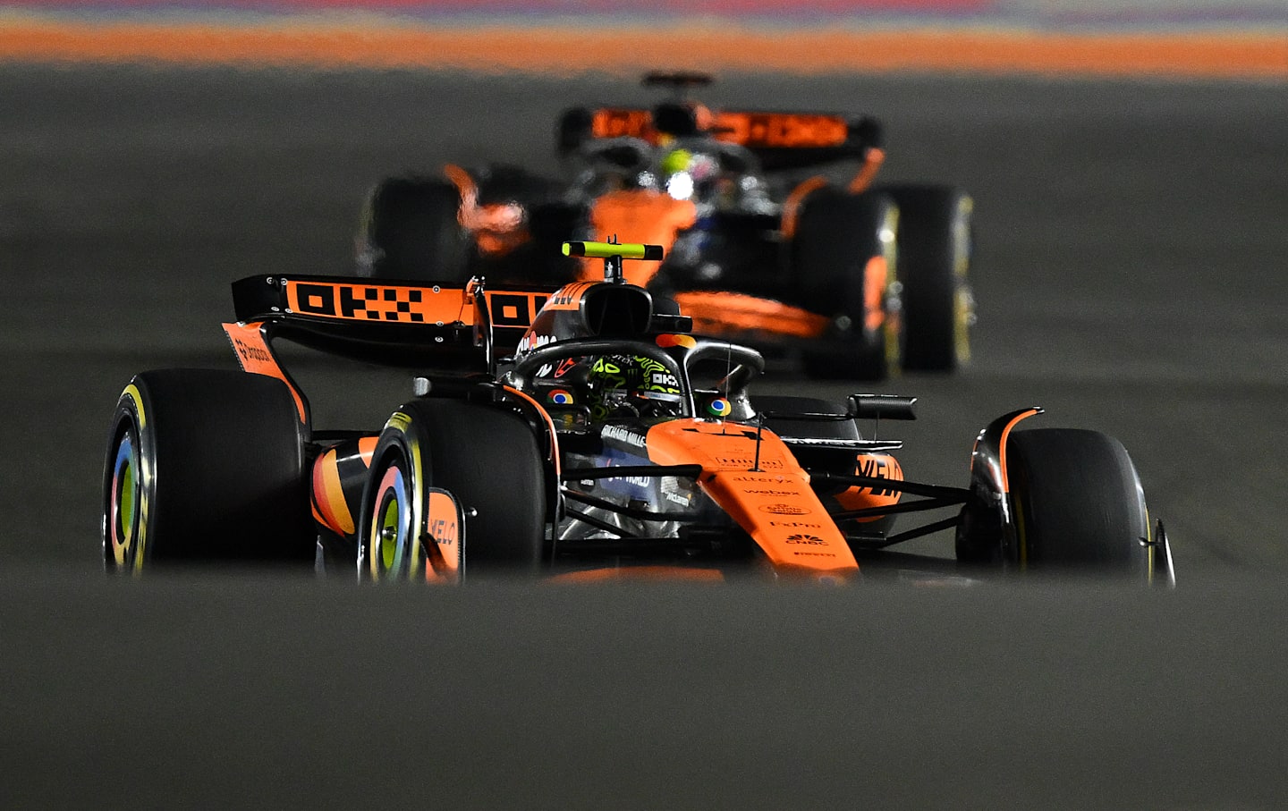 LUSAIL CITY, QATAR - NOVEMBER 30: Lando Norris of Great Britain driving the (4) McLaren MCL38