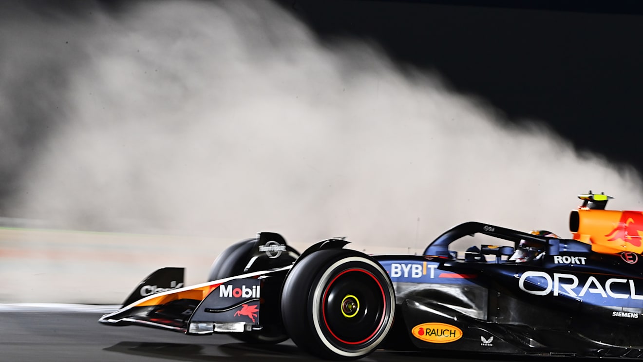 LUSAIL CITY, QATAR - DECEMBER 01: Sergio Perez of Mexico driving the (11) Oracle Red Bull Racing RB20 spins on track during the F1 Grand Prix of Qatar at Lusail International Circuit on December 01, 2024 in Lusail City, Qatar. (Photo by James Sutton - Formula 1/Formula 1 via Getty Images)