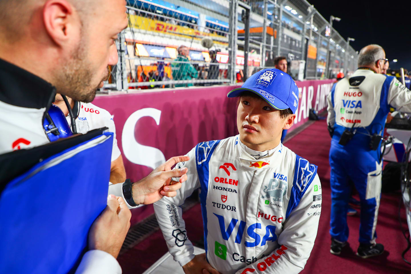 LUSAIL CITY, QATAR - DECEMBER 01: Yuki Tsunoda of Japan and Visa Cash App RB on the grid during the F1 Grand Prix of Qatar at Lusail International Circuit on December 01, 2024 in Lusail City, Qatar. (Photo by Peter Fox/Getty Images)