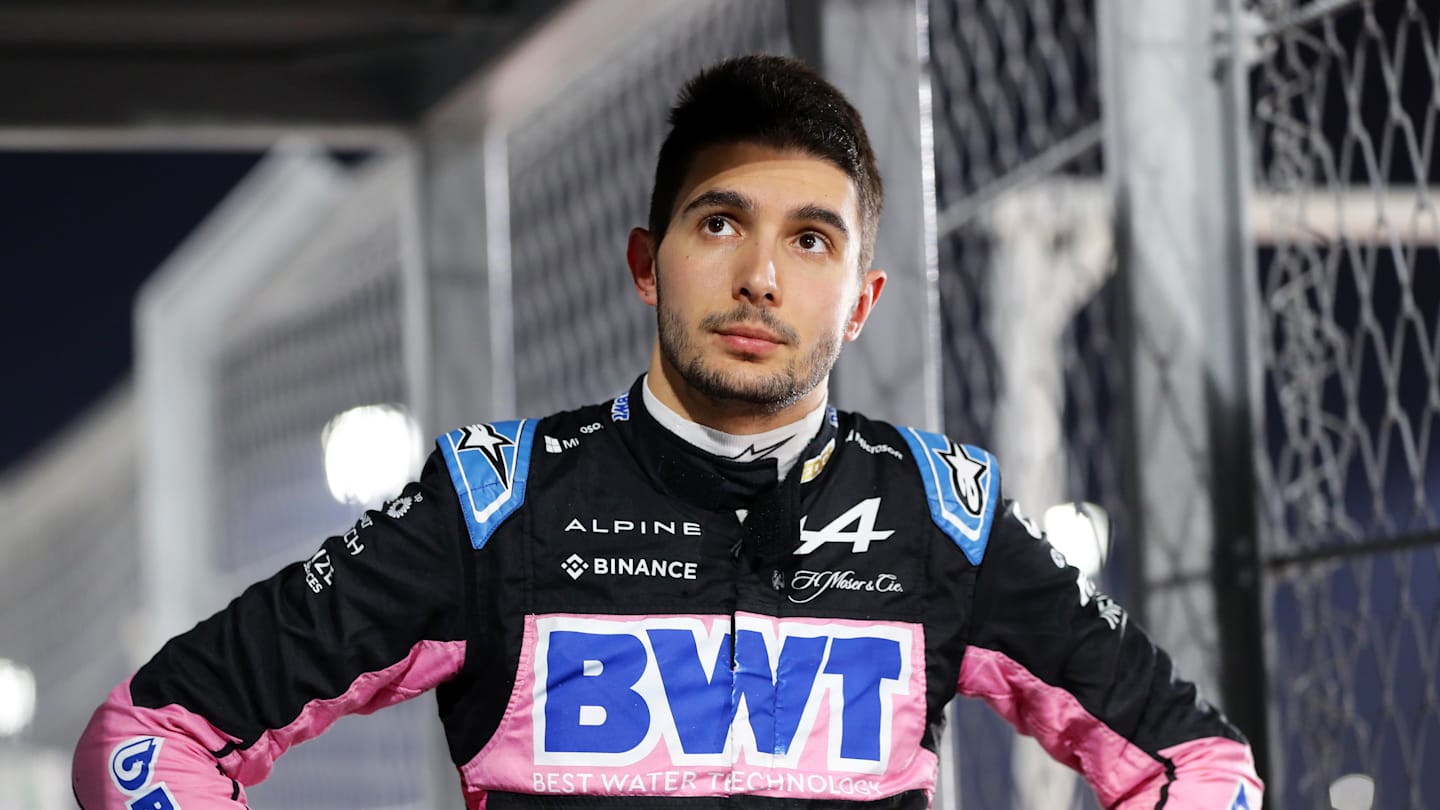 LUSAIL CITY, QATAR - DECEMBER 01: Esteban Ocon of France and Alpine F1 looks on after crashing and