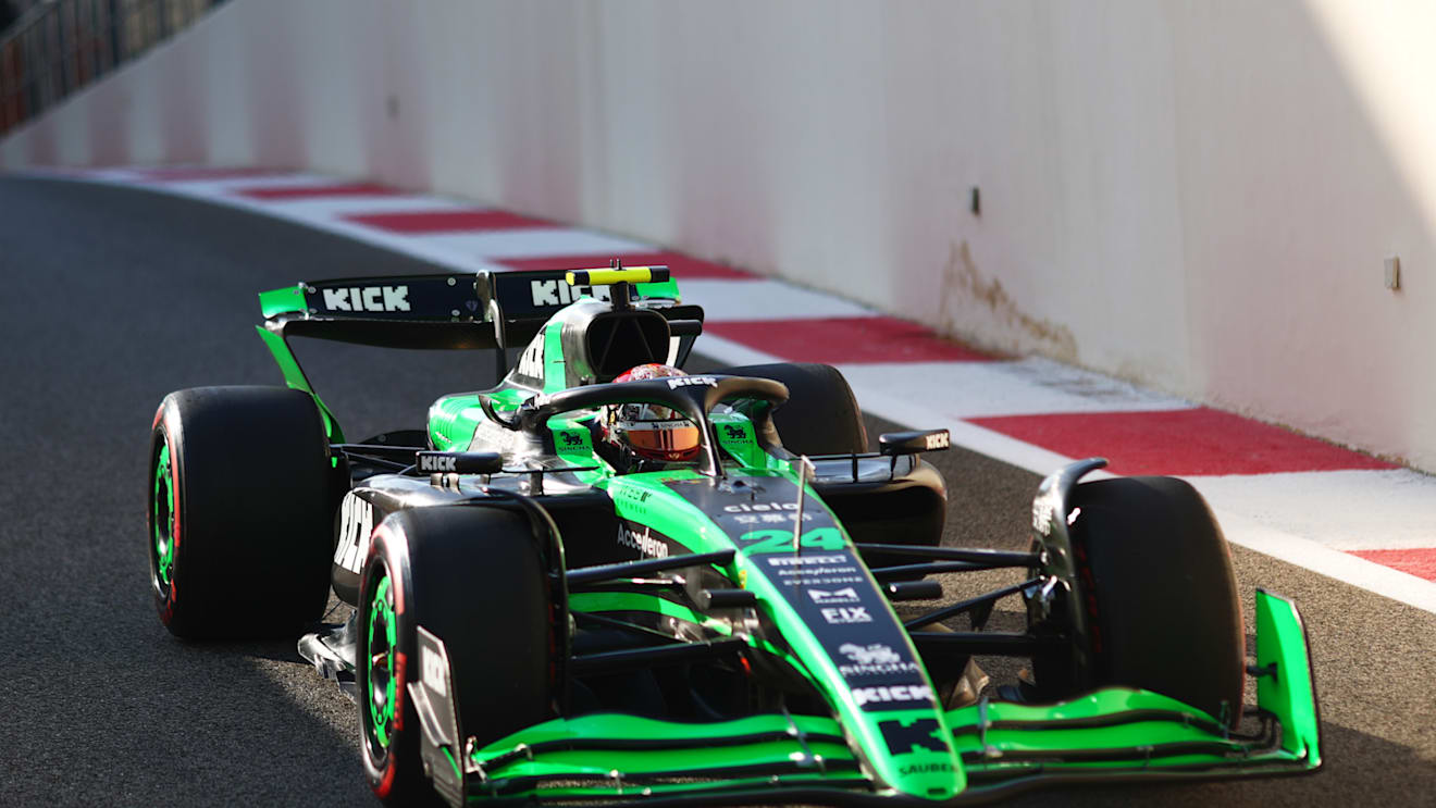 ABU DHABI, UNITED ARAB EMIRATES - DECEMBER 07: Zhou Guanyu of China driving the (24) Kick Sauber C44 Ferrari in the Pitlane during final practice ahead of the F1 Grand Prix of Abu Dhabi at Yas Marina Circuit on December 07, 2024 in Abu Dhabi, United Arab Emirates. (Photo by Peter Fox - Formula 1/Formula 1 via Getty Images)