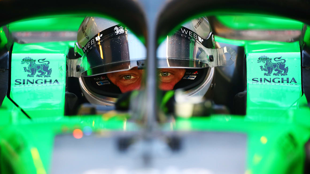 ABU DHABI, UNITED ARAB EMIRATES - DECEMBER 07: Valtteri Bottas of Finland and Stake F1 Team Kick Sauber prepares to drive in the garage during final practice ahead of the F1 Grand Prix of Abu Dhabi at Yas Marina Circuit on December 07, 2024 in Abu Dhabi, United Arab Emirates. (Photo by Peter Fox - Formula 1/Formula 1 via Getty Images)