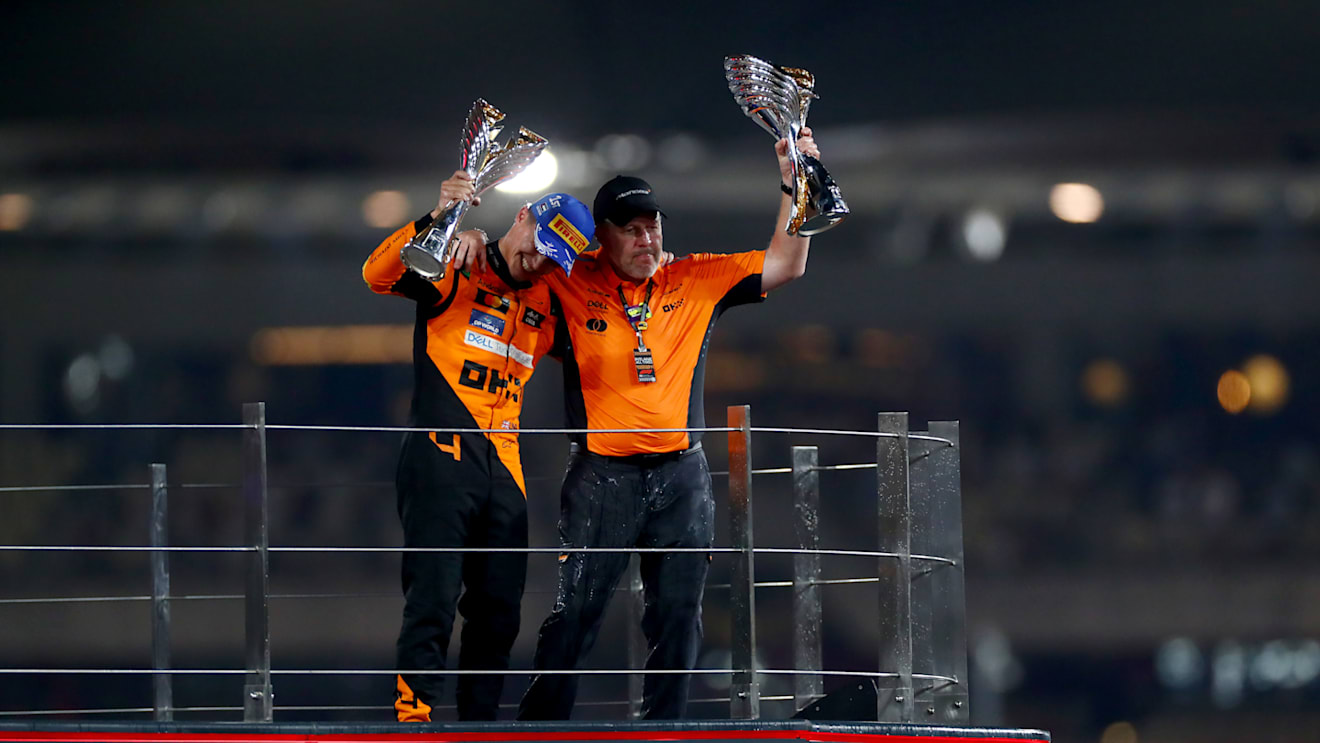 Brown was on the podium to celebrate McLaren's first constructors' title since 1998