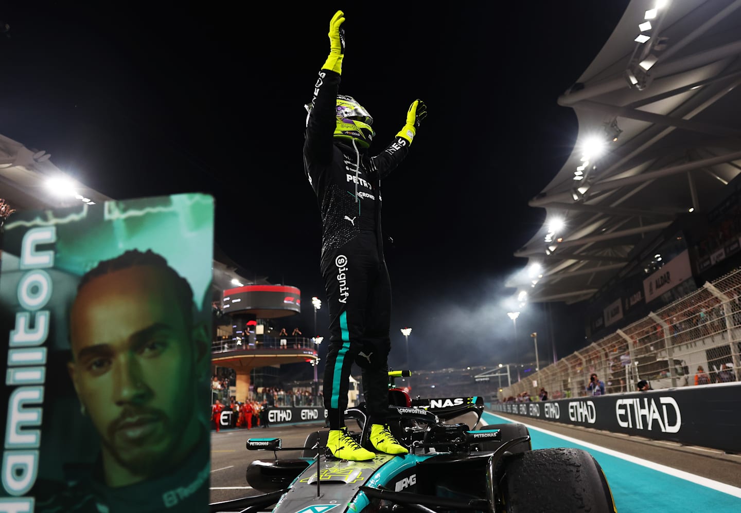 ABU DHABI, UNITED ARAB EMIRATES - DECEMBER 08: 4th placed Lewis Hamilton of Great Britain and